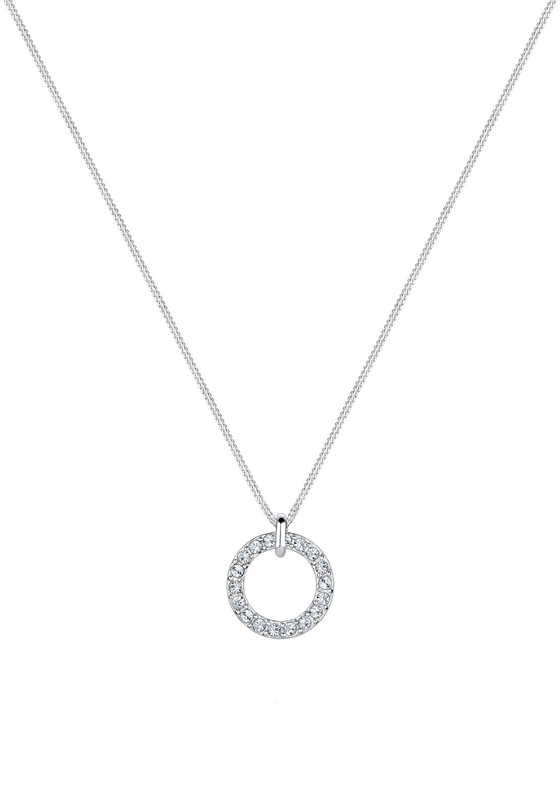 Elli Femmes Pendentif Géo Cercle avec cristaux en argent sterling 925
