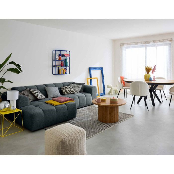 Ray – Ecksofa links – 4-Sitzer – Strukturierter Stoff – Grau