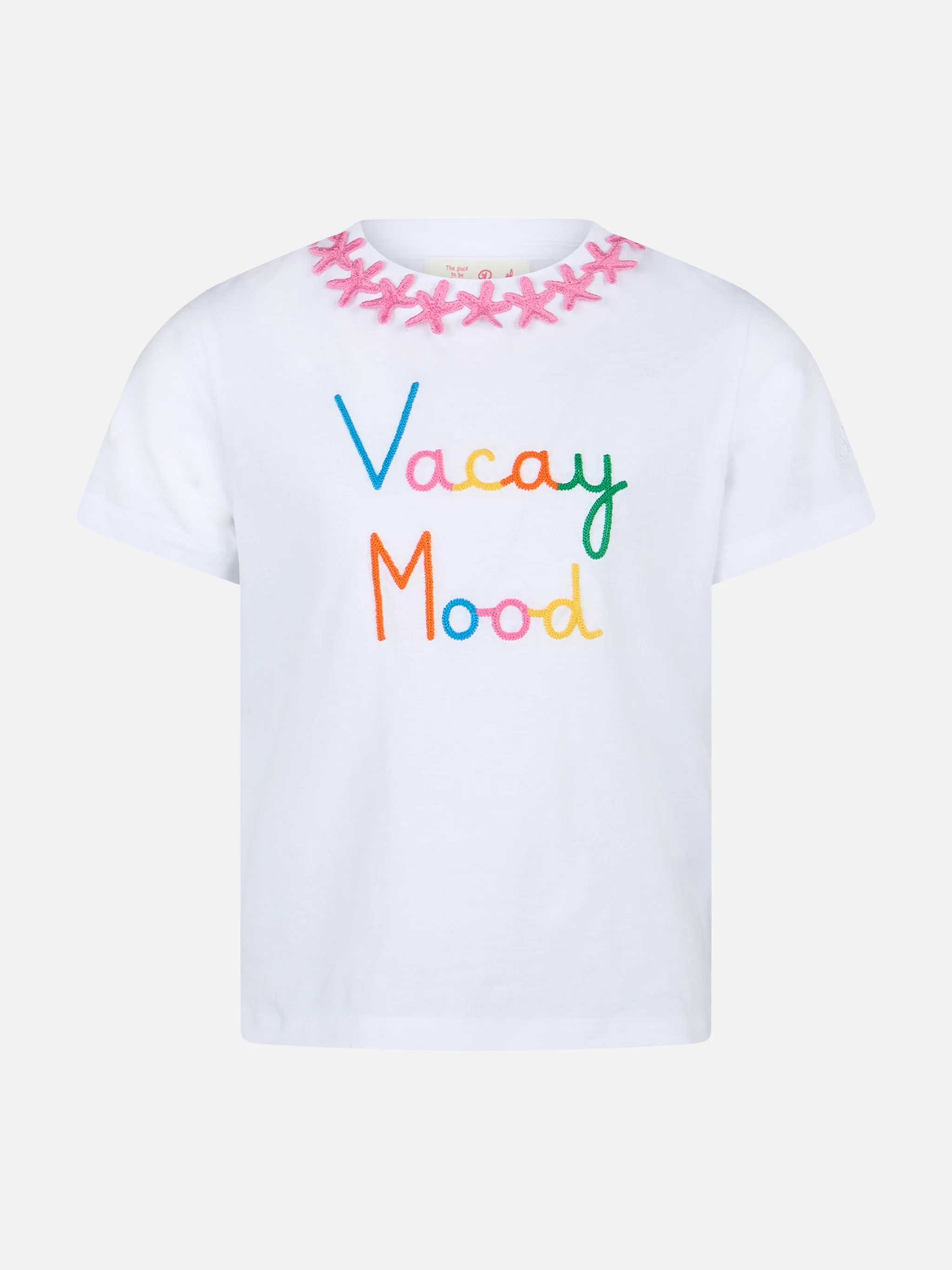 Elly meisjes T-shirt met ronde hals van katoenen jersey met mood-borduurwerk.