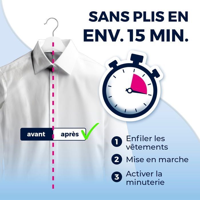 Repasseuse à chemises CLEANmaxx PRO KOMPAKT - facile à accrocher à la porte et repassage automatique - noir/argent