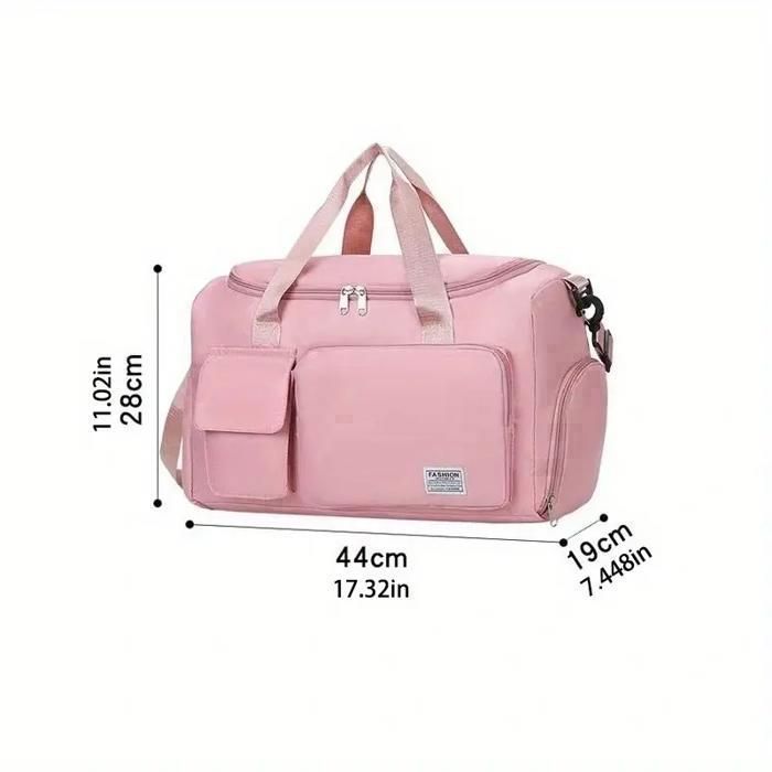 Bolso tote de poliéster con forro Oxford, bolso de viaje plegable grande con compartimento para zapatos, azul.