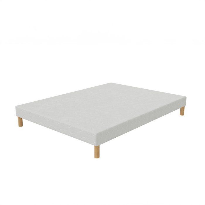 Sommier Tapissier FIRST 160x200 cm, 12 lattes pin massif, pieds offerts, hauteur 30 cm, fabrication française, tissu anti-acariens.