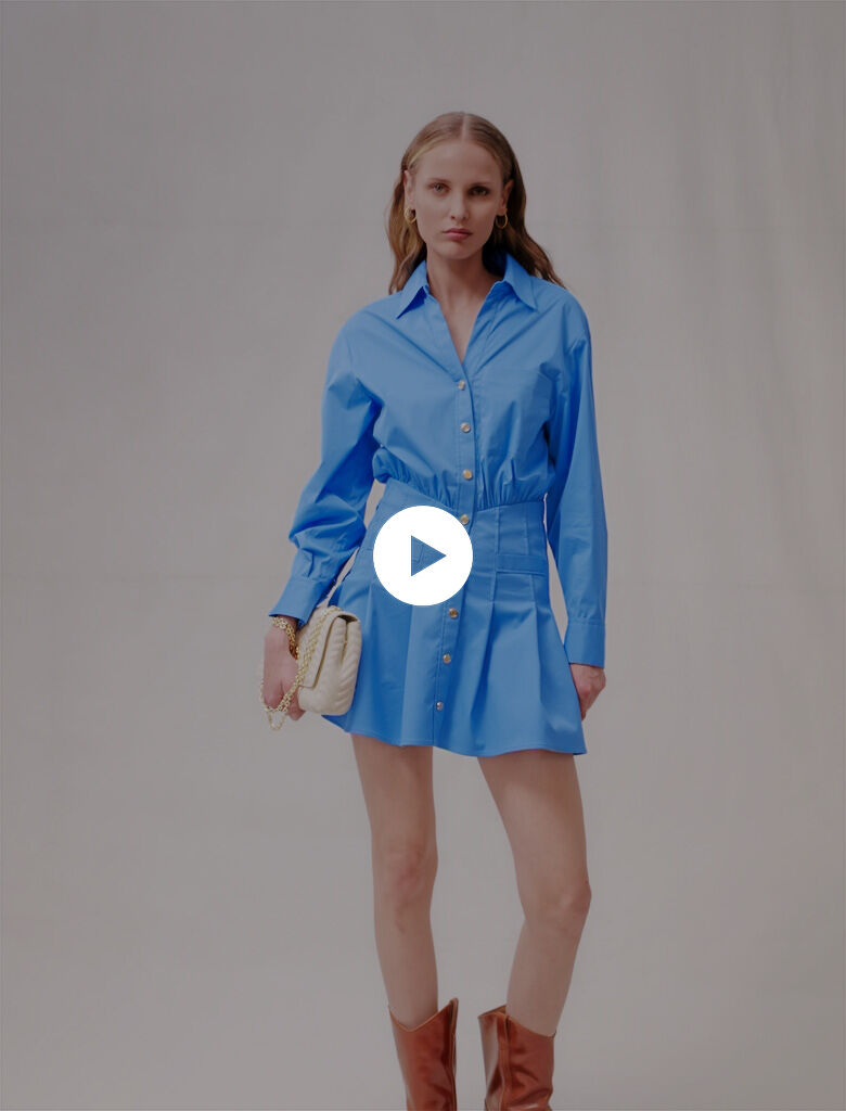 Rochie scurtă cu cămașă - Albastră