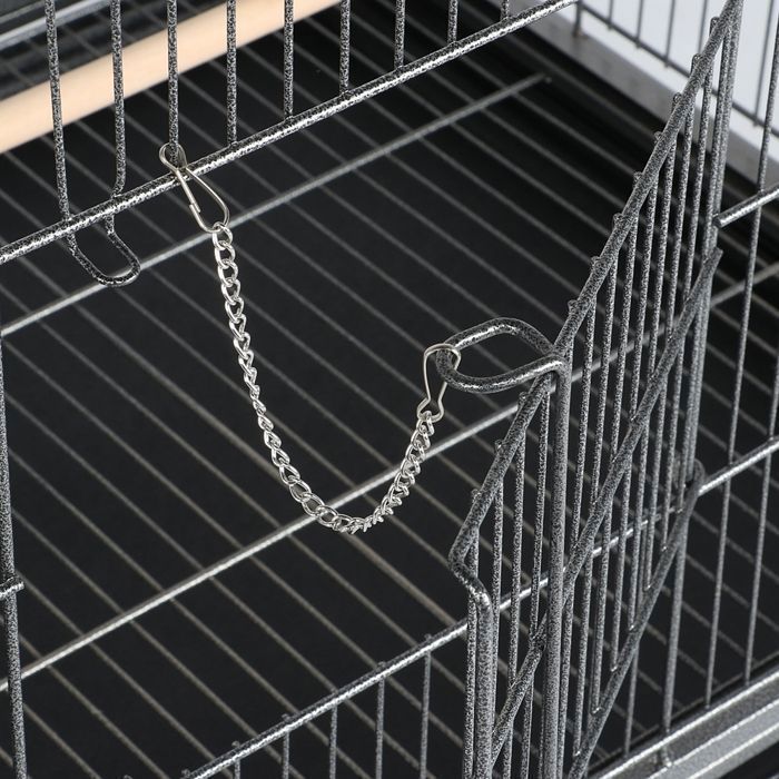 Large YAHEETECH birdcage 79x51.8x132 cm black with rolling stand and shelf