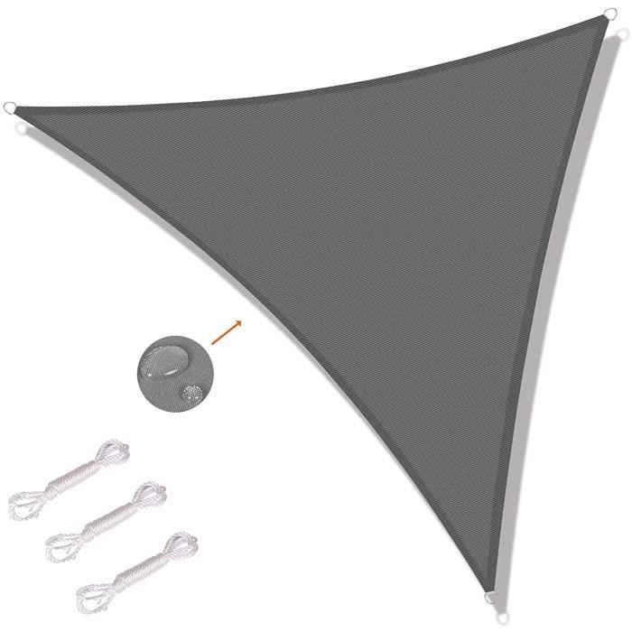 Toldo triangular de 5x5x5 m en tejido HDPE resistente a los rayos UV para uso exterior, patio y jardín - Gris