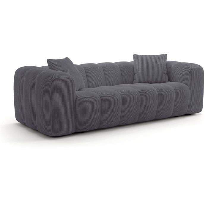 Sofá fijo de 3 plazas - SFERA - Tela gris antracita - 240 x 100 x 80 cm