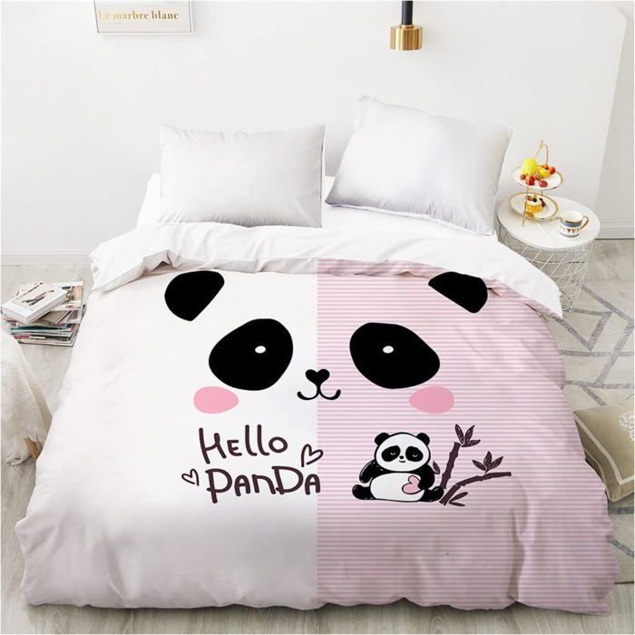 Funda nórdica de panda gigante, juego de ropa de cama infantil, suave y cómoda, funda nórdica de 200x200 cm para niñas con 2 fundas de almohada de 65x65 cm.