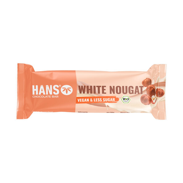 Organic vegan chocolate bars, white nougat, 12-pack (12 x 30g = 360g)