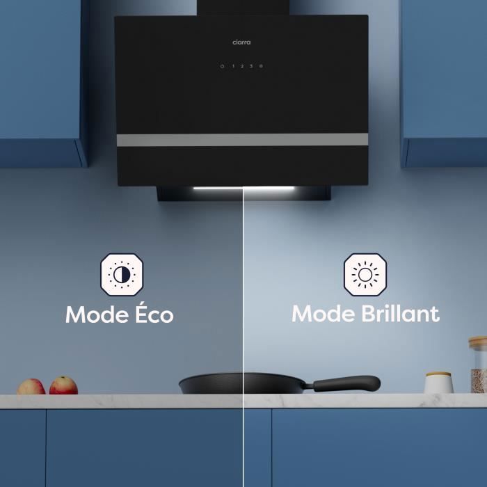 Coifa Extratora CIARRA Booster 650m³/h A+++ Controle por Aplicativo Wi-Fi 4 Velocidades Recirculação Preta