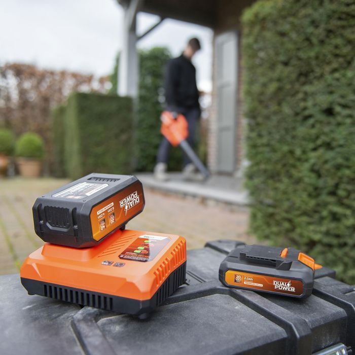 POWDP9037 Dual-Power-Akku – für 20-V- und 40-V-Akku-Heimwerkerwerkzeuge – LED-Betriebsanzeige – Plattform