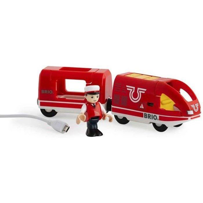 Train de Voyageur Rechargeable BRIO - Circuit de train en bois - Ravensburger - Rouge - Mixte dès 3 ans