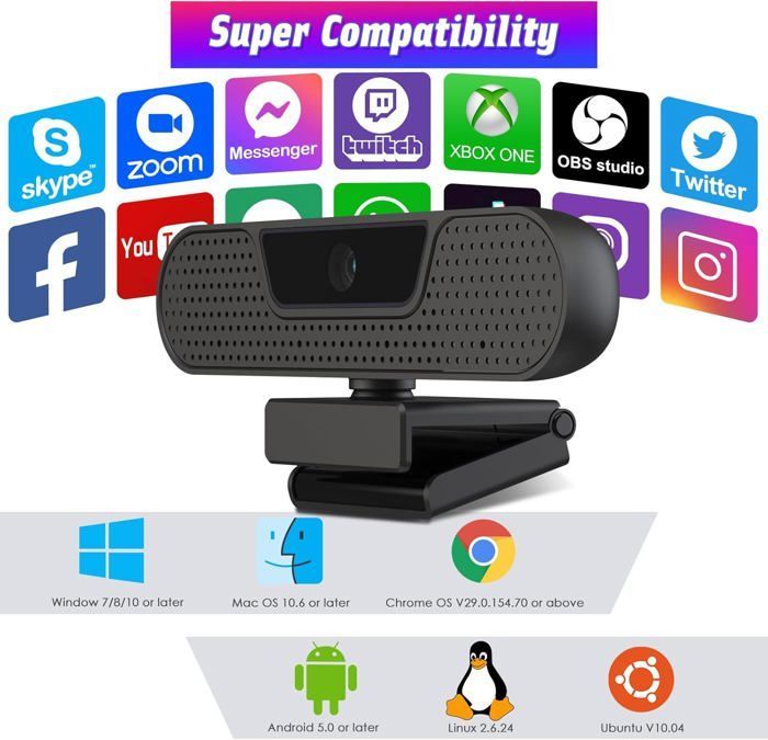 Webcam 4K - ALLENAMENTO FITNESS A CASA - W8GS - 25 FPS - Riduzione del rumore tramite IA - Messa a fuoco automatica a 85°