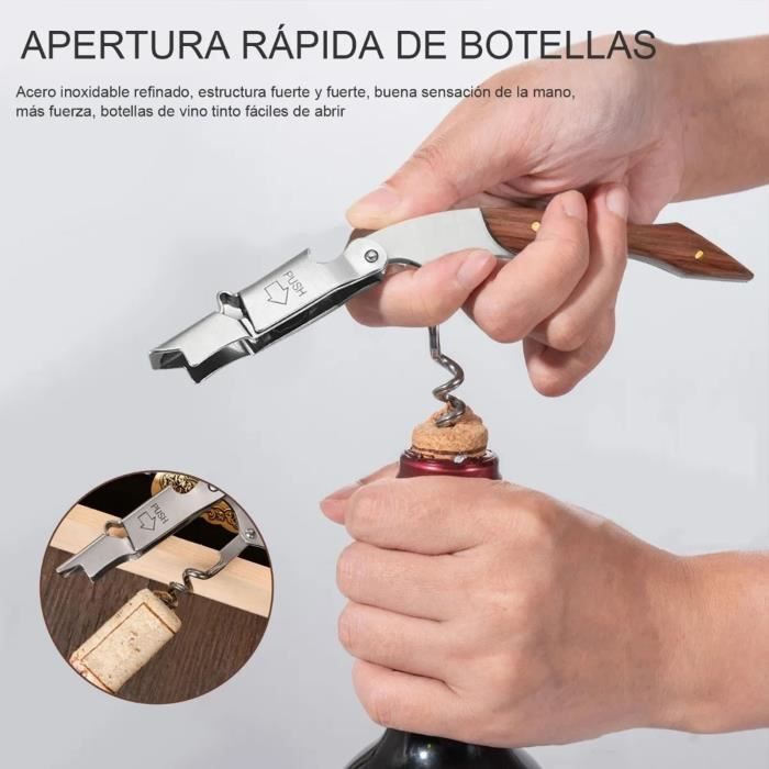 Sacacorchos SALUTUYA, abridor de botellas de vino, sacacorchos de acero inoxidable y madera, herramienta artística, soporte para botellas