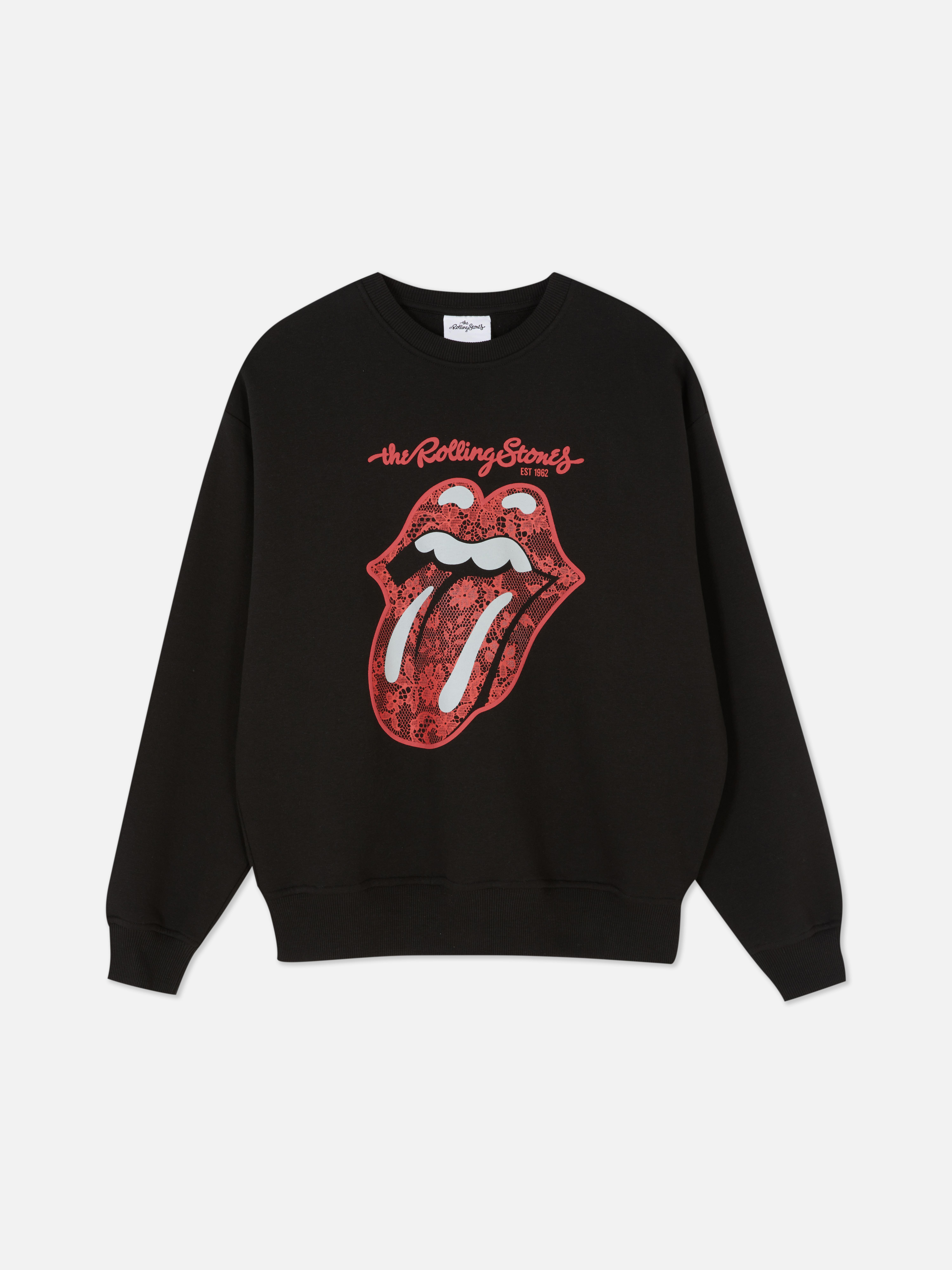 Hanorac cu imprimeu The Rolling Stones. Un hanorac cu guler rotund, manșete lungi, tiv cu nervuri și imprimeu Rolling Stones.