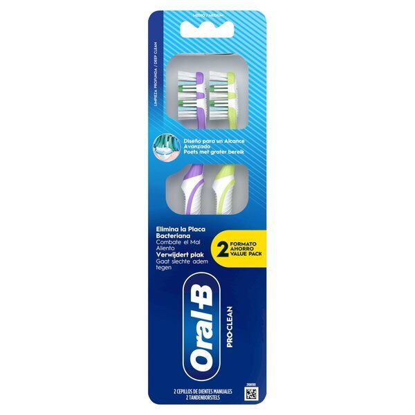 „Oral B Pro Clean“ vidutinio dydžio dantų šepetėlis, 2 vnt.<br>2 vnt.