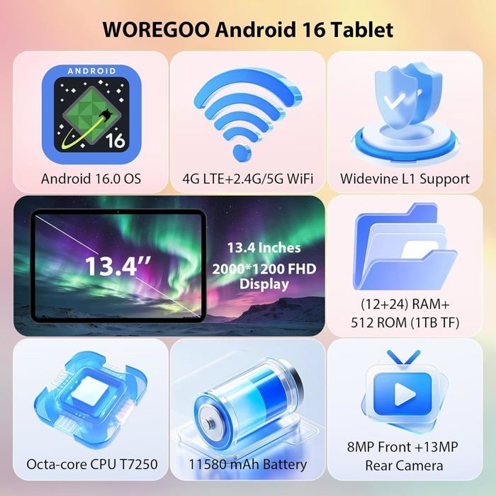 Tablet Android de 16 pulgadas (13,4