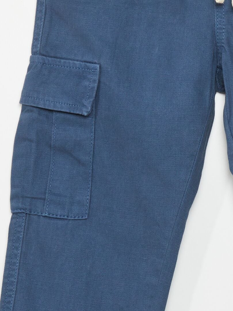 Broek met elastische tailleband en zakken - donkerblauw