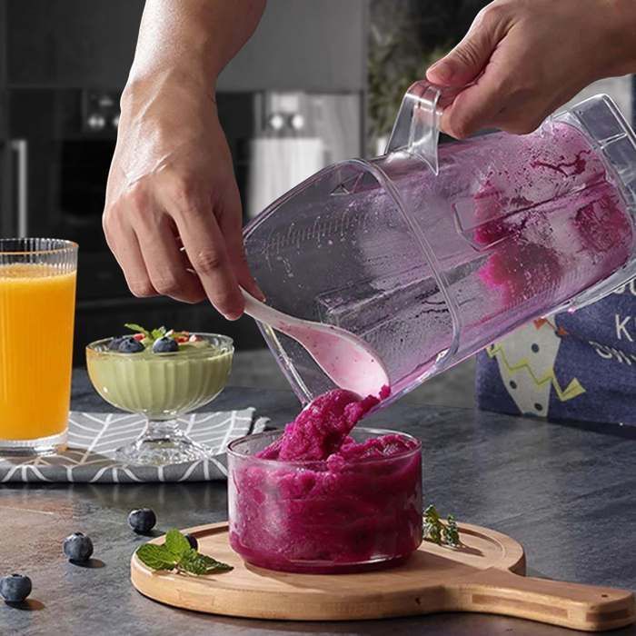 Frullatore professionale da 6000 W – Mixer ad alta potenza a 9 velocità con 2 ciotole (2 l + 0,5 l), 4 lame in acciaio inox, per ghiaccio tritato e frullati.