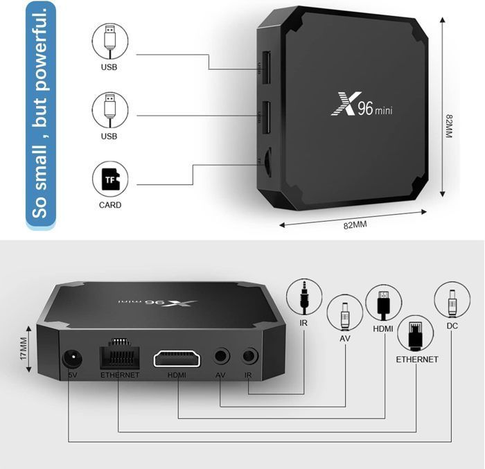 X96 Mini - TV BOX - 4K - 2/16GB - Boitier IPTV - Android 11.0 - Android TV - WiFi 2.4/5.0G - HDR 10 - Boîtier multimedia