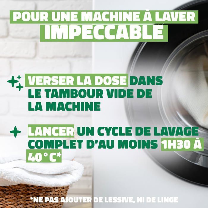 Limpiador para lavadoras - Limpia y descalcifica varios componentes de la lavadora - Aroma a limón - Desinfecta y desodoriza - 250 g