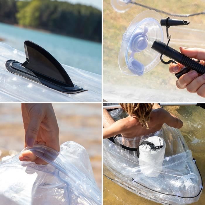 Kayak inflable transparente para 2 personas InnovaGoods de 312 cm con accesorios.