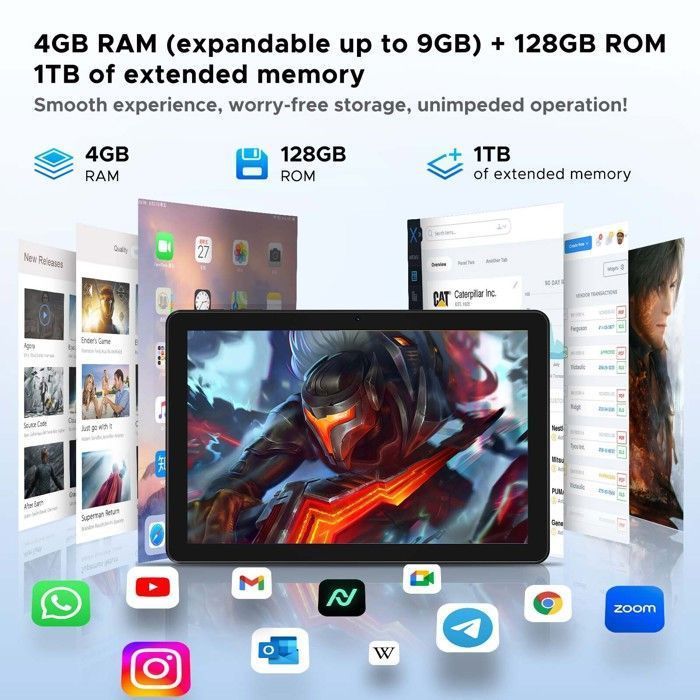 Tablette Tactile DOOGEE T10W 10.1 pouces Android 14 Dual SIM LTE 9 Go RAM + 128 Go ROM 8000mAh - WiFi 4G Tablette PC TÜV -Bleu