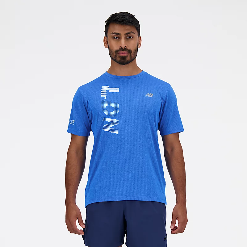 NB Athletics Run London Edition T-shirt voor heren - BLUE OASIS HEATHER