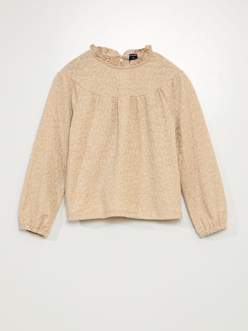 Camiseta con volantes - BEIGE