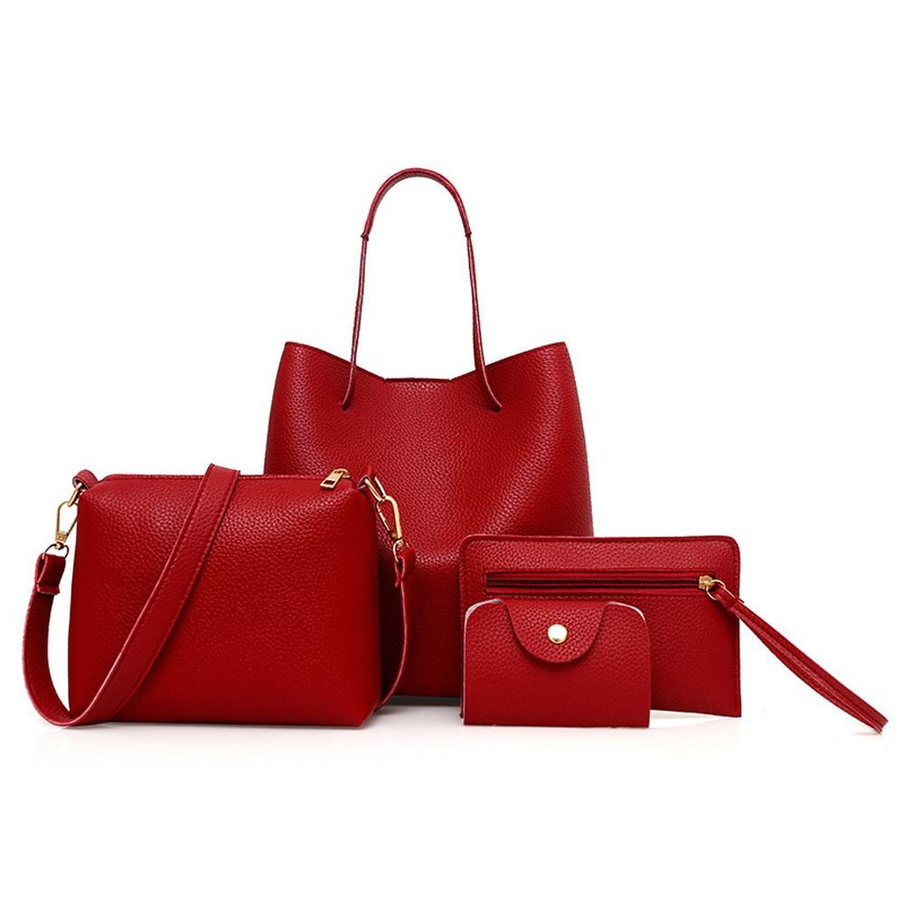 4Pcs bags for WOMEN unique Pattern Leather Handbag+Crossbody Bag+Messenger Bag+Card Package Bolsos Mujer