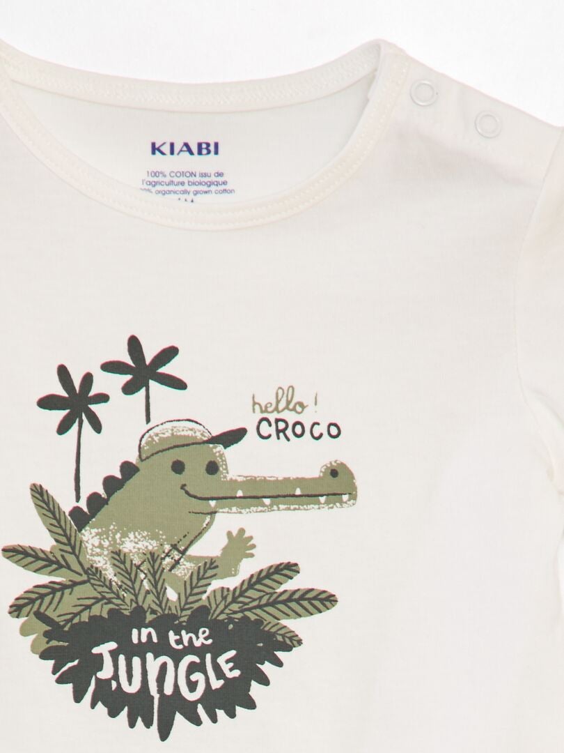 Set van katoenen t-shirt en short - 2-delig - WIT