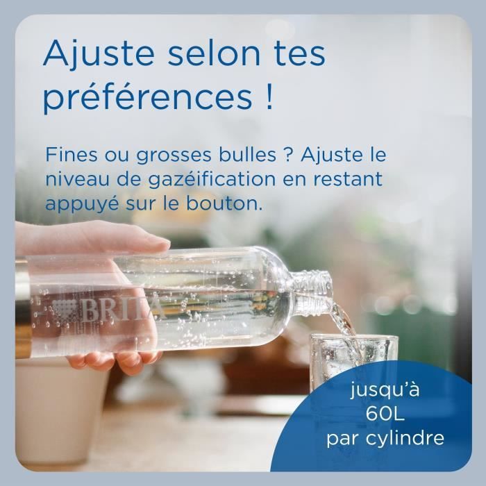 Machine à soda BRITA - SodaONE Blanche - 1 Bouteille 1L et 1 Cylindre de CO2 inclus