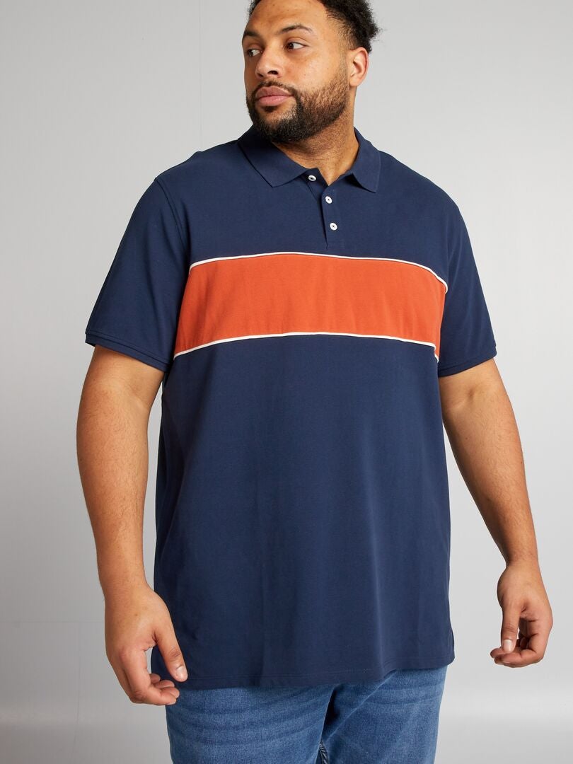 Polo shirt van katoen met rugbyprint - ORANJE
