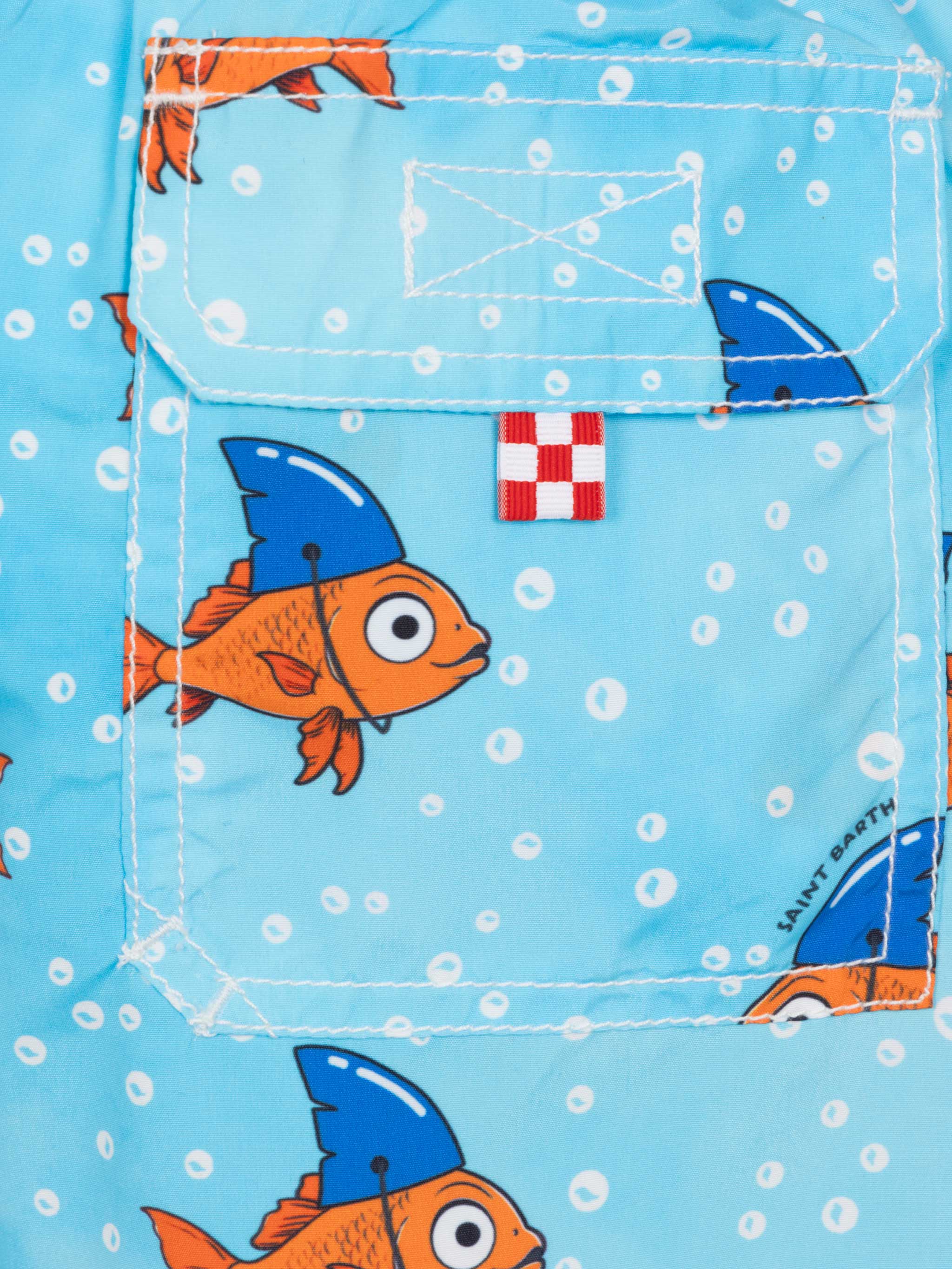 Middellange jeansbadpak met grappige haaienprint