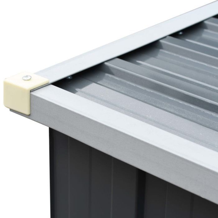 Leñera - vidaXL - 330x84x152 cm - Acero galvanizado - Gris - Techo tradicional