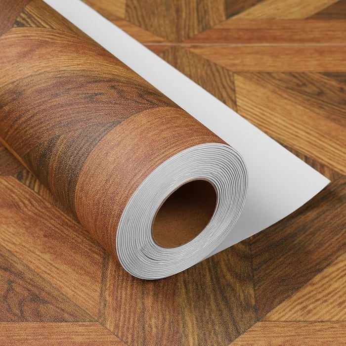 Lino Sol Rouleau Effet Parquet Foncé 30x450CM Revetement de Sol PVC en Rouleau Lino 30x450CM Bois Marron Retro BOIS MARRON SOLS PVC