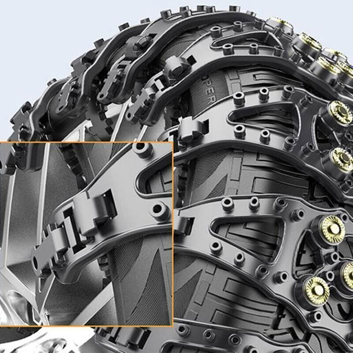 cadenas para nieve, cadenas universales para tracción automotriz, clavos de acero para neumáticos de invierno.