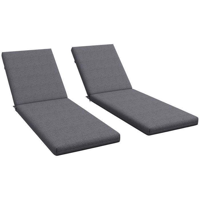Set of 2 lounge chair mattresses - Outsunny - 190.5x58.4x7cm - Fabric - grey