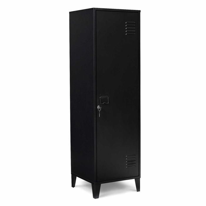 IDMARKET ESTER 1-door black metal industrial design locker