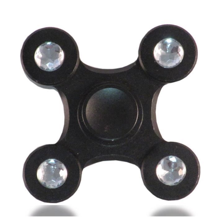 Spinner de metal de luxo Kaeesi® com strass, 4 braços, preto