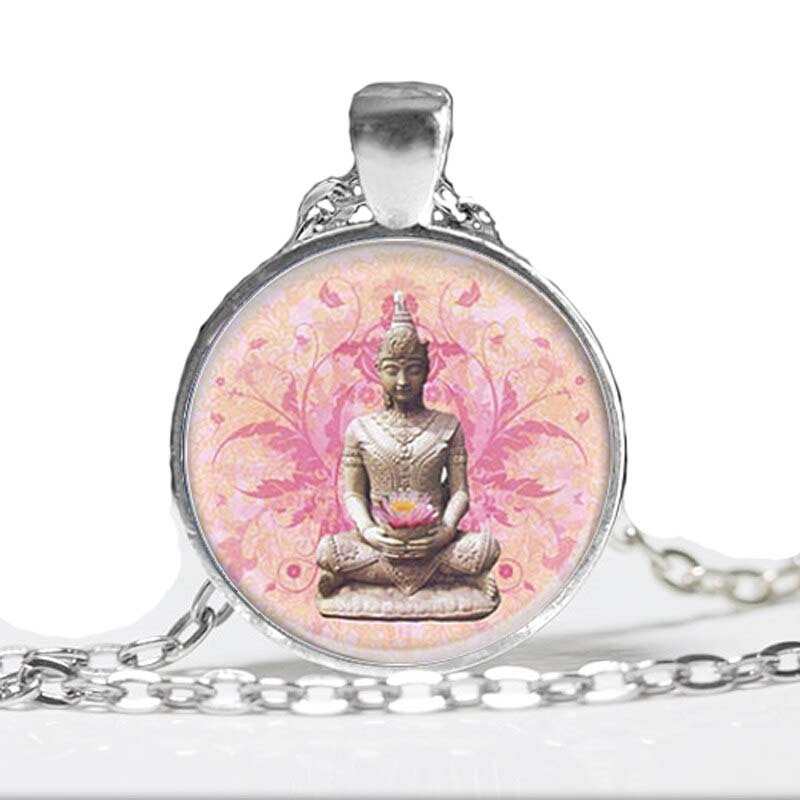 Pendentif cabochon en verre HZ A285, collier Bouddha, bijoux en verre, pendentif Bouddha, bijoux Bouddha, bijoux inspirants HZ1