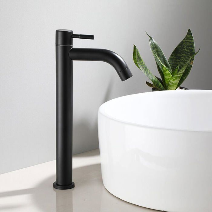 Grifo de baño - Grifo de baño - solo agua fría, negro - 30,5*13,7 cm - Conexión estándar de 3/8