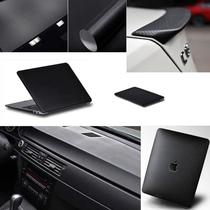 Adhesivo para coche con diseño de fibra de carbono - Nuevo - 150 cm x 60 cm - Negro - Duradero