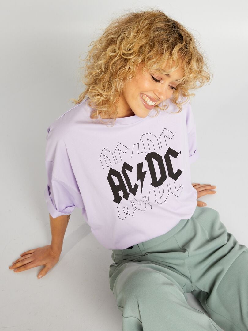 AC/DC T-shirt met ronde hals - PAARS