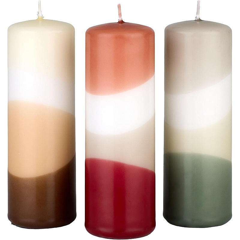 Candela cubica Vie Home 15 cm ø 5 cm tricolore