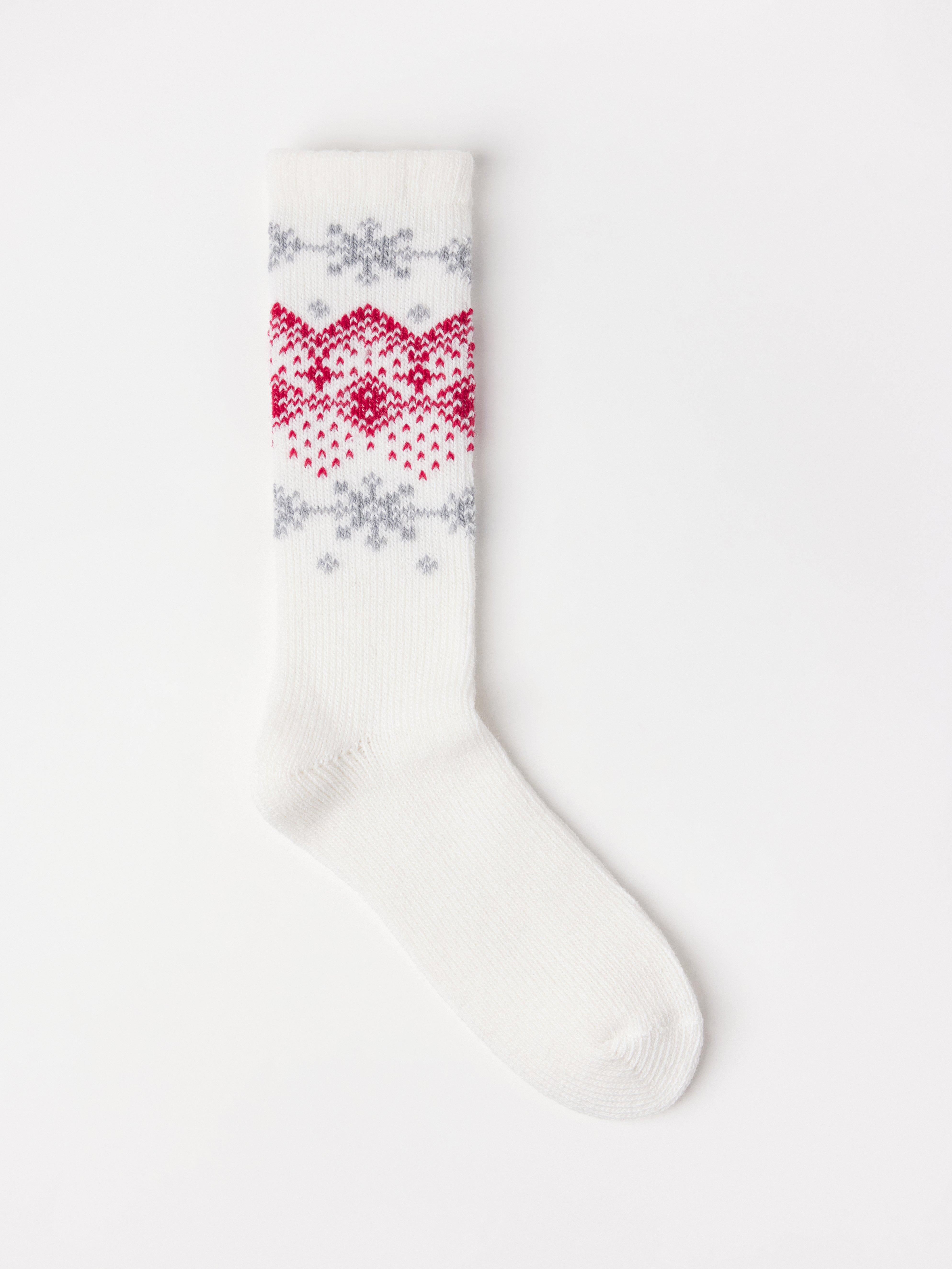 Světle bílé ponožky se vzorem Fair Isle