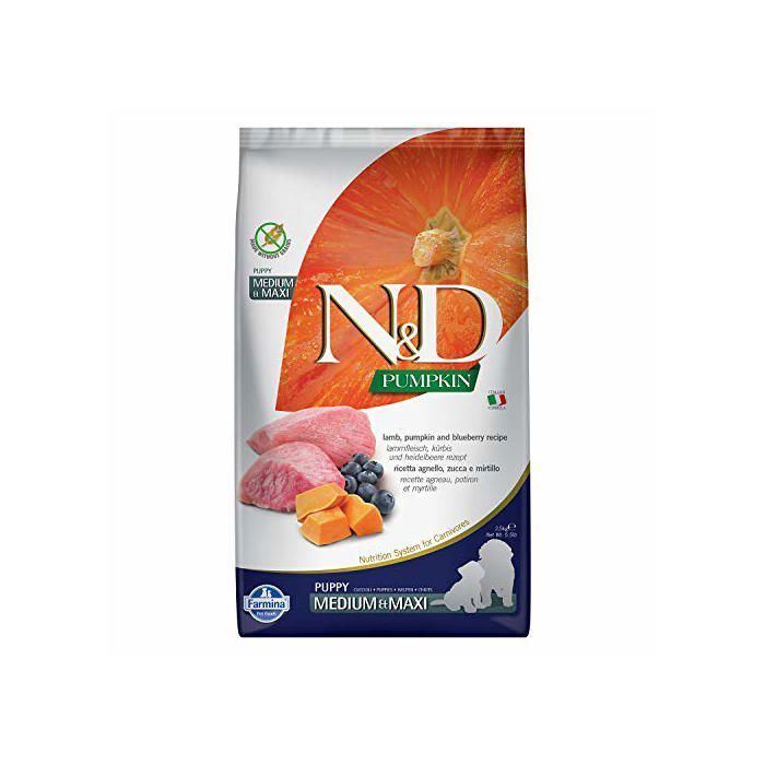 Nourriture pour Chiens - N&D - Citrouille Agneau & Myrtille - Chiot Moyen & Maxi - 2,5 KG