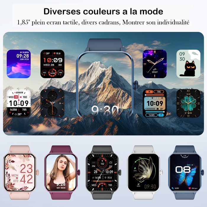 Blackview Montre Connectée Homme Appel Bluetooth Avec 1,85