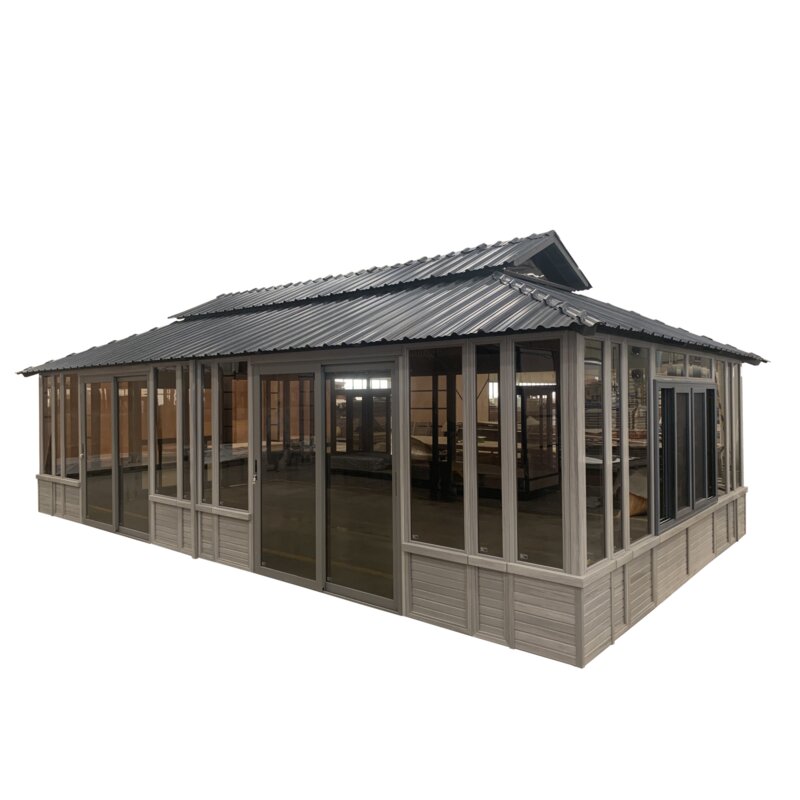 28 ft. breed x 15,5 ft. diep massief houten tuinpaviljoen