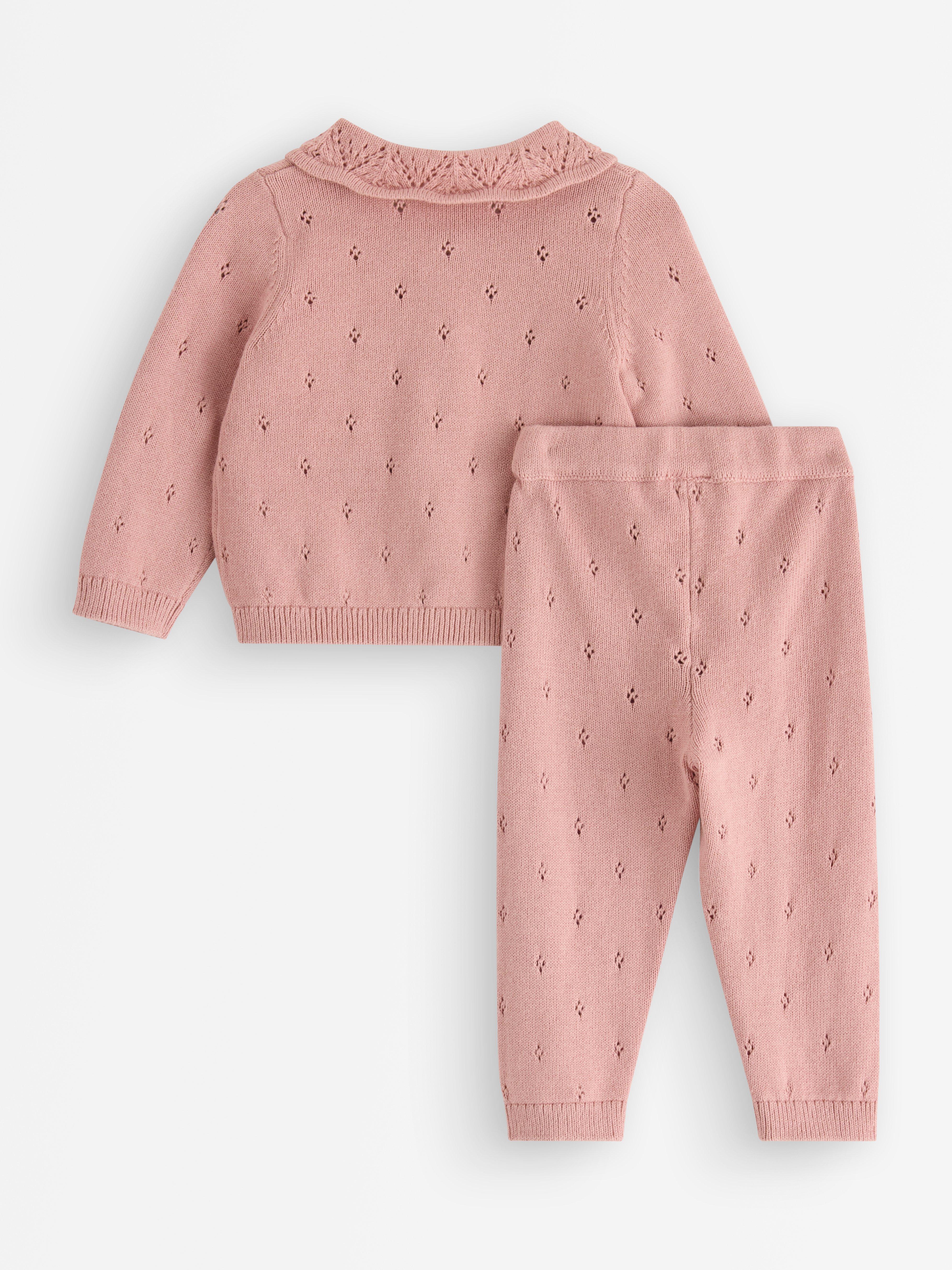 Set - cardigan și pantaloni Roz Pădure