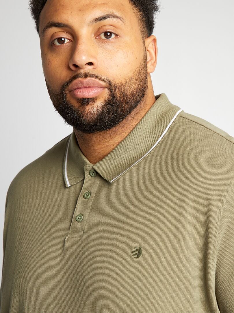 Camisa polo de algodão contrastante - VERDE